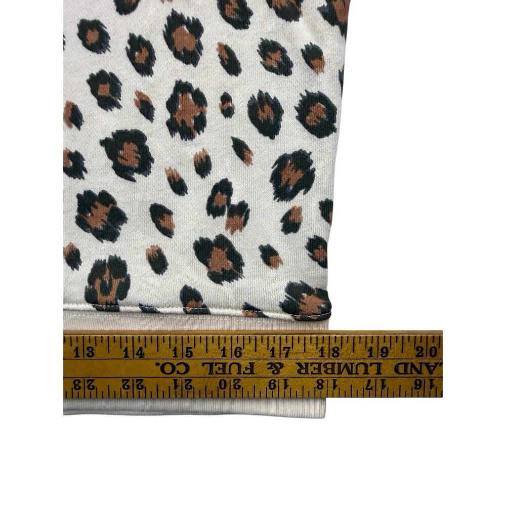 J.Crew Sweatshirt Leopard Print Cream Brown 3/4 Sleeve Boat Neck Women’s Medium - Picture 7 of 9